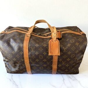 Louis Vuitton Monogram Sac Souple 45 with Luggage Tag & Lock Set